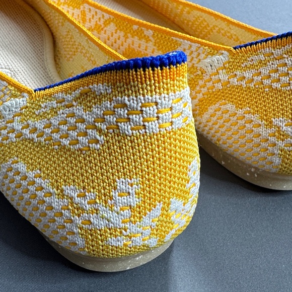 Rothy’s The Daisy Yellow & White Floral Square Toe Flats - Size 7.5 - Picture 5 of 12